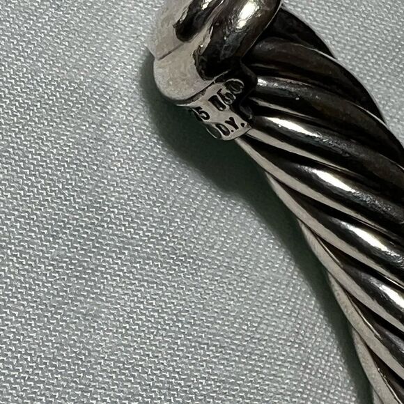 David Yurman 925 Sterling Silver 750 (18K) Yellow Gold Twist Cable Cuff Bracelet - Picture 12 of 15